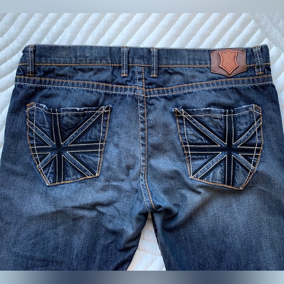 New Monarchy British Flags Embellished  Denim Jeans Men's Size 40 - Picture 5 of 12